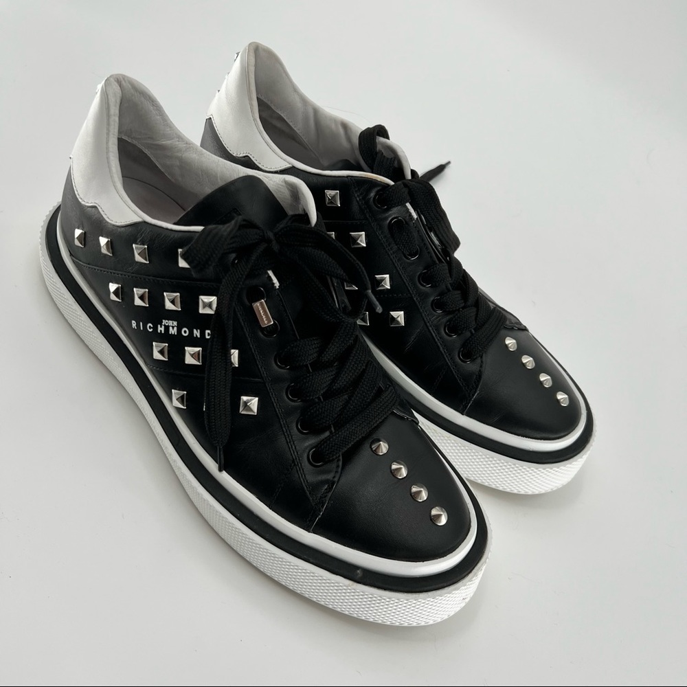 John Richmond black white studded athletic shoes size 10 - Picture 9 of 15